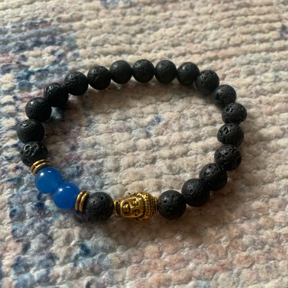 Blue, Gold, and Black Buddha Bracelet